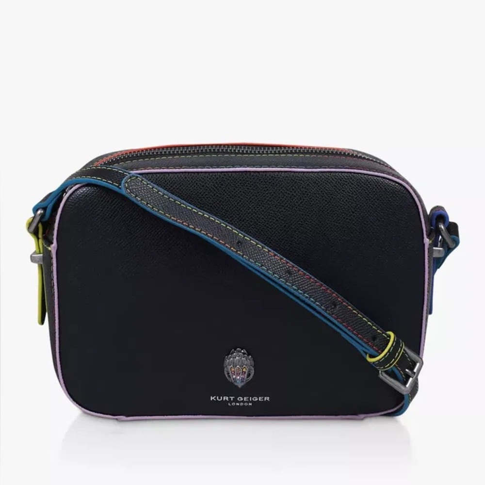 Kurt Geiger Black Crossbody Bag with Multicolor Trim